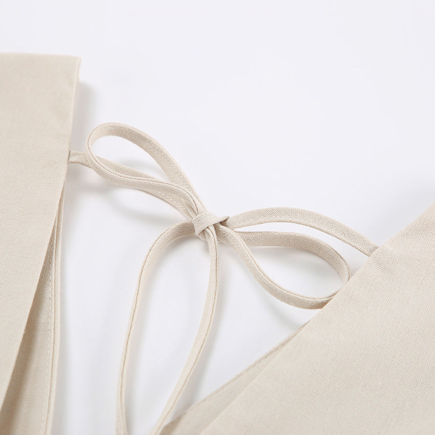 Linen Luxe Puff Sleeve Button Front Shirt Dress