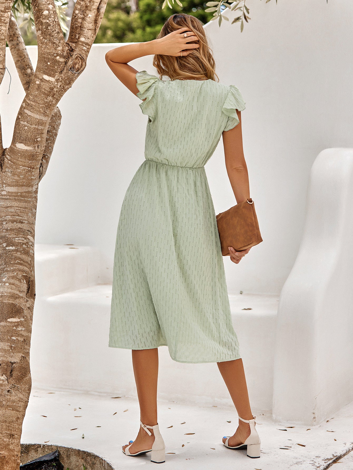 Summer Serenity Ruffle Sleeve Midi Dress