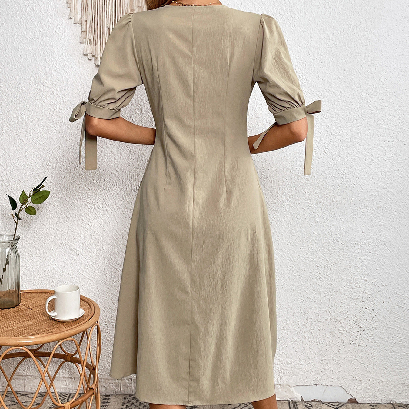 Wanderlust Deep V Button Down Midi Dress