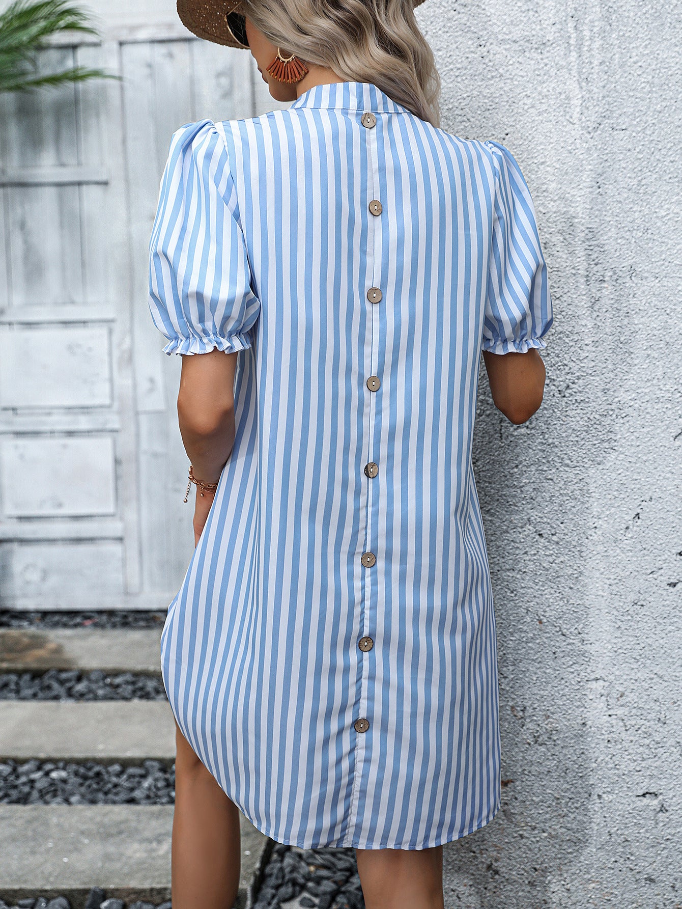 Crystal Puff Sleeve Shirt Mini Dress