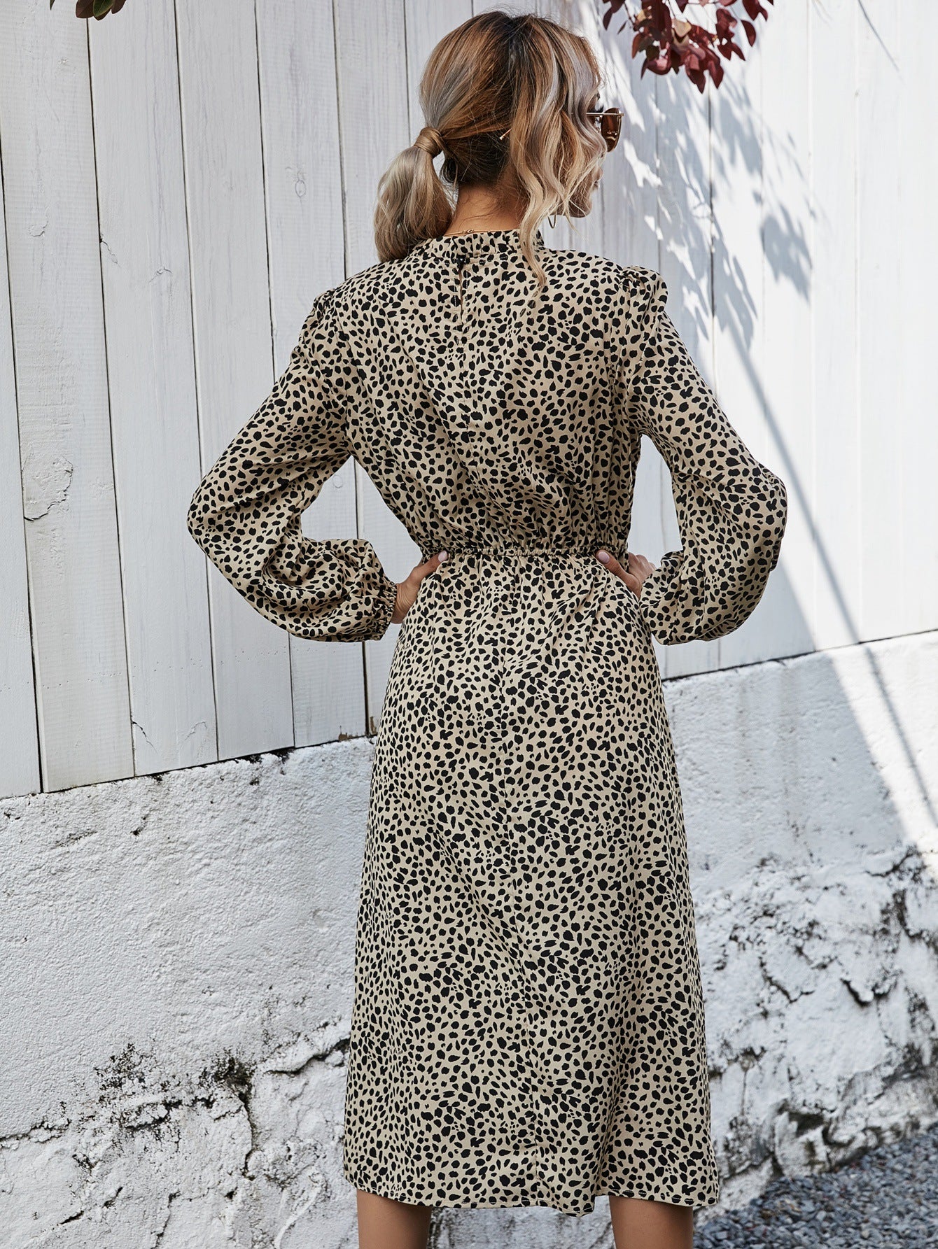 Exotic Elegance Leopard Print Split Hem Midi Dress