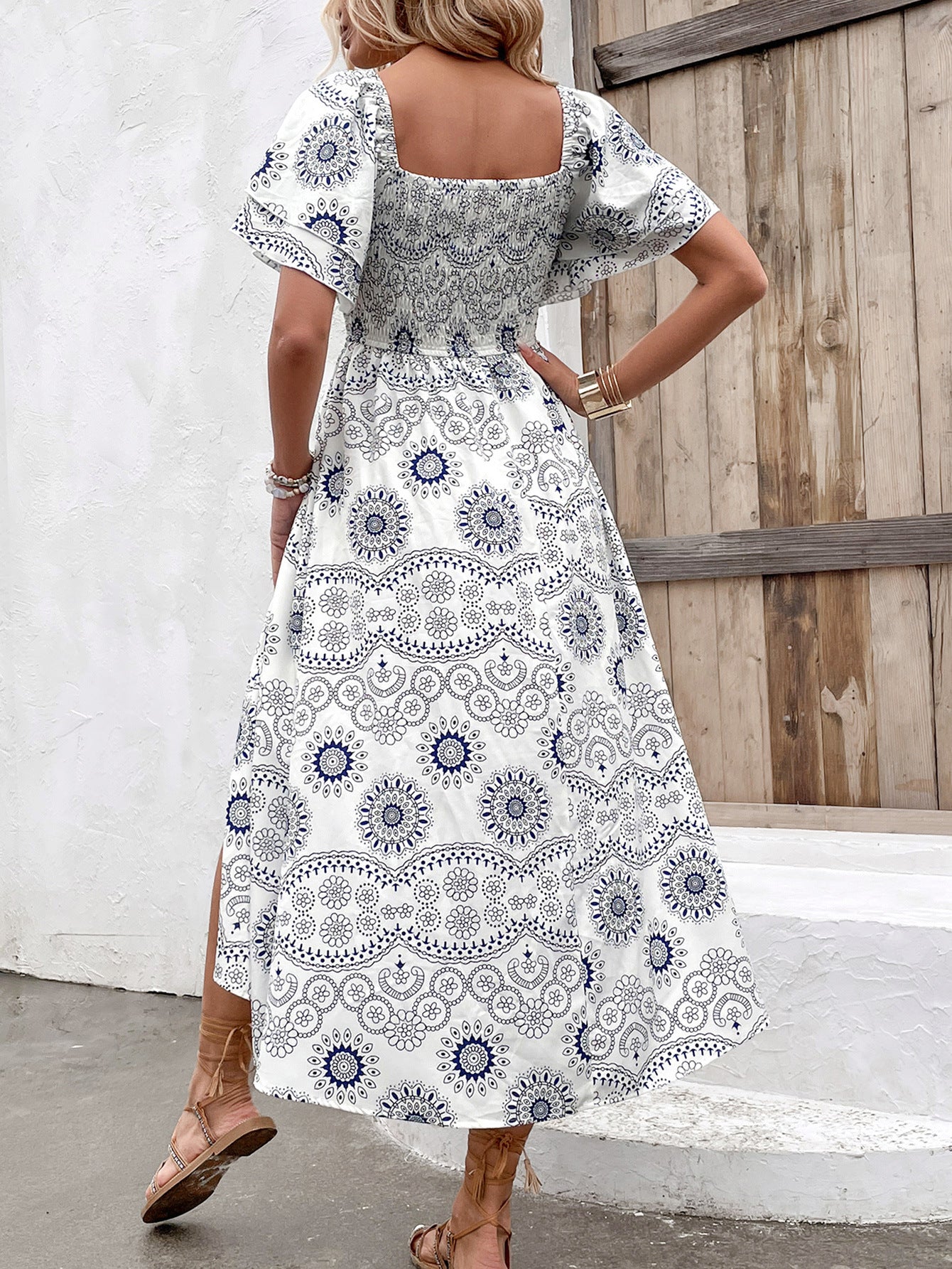 Daisy Delight Butterfly Sleeve Summer Maxi Dress
