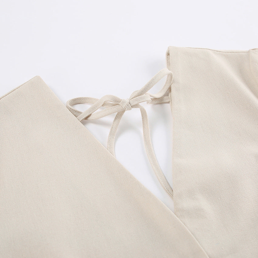 Linen Luxe Puff Sleeve Button Front Shirt Dress