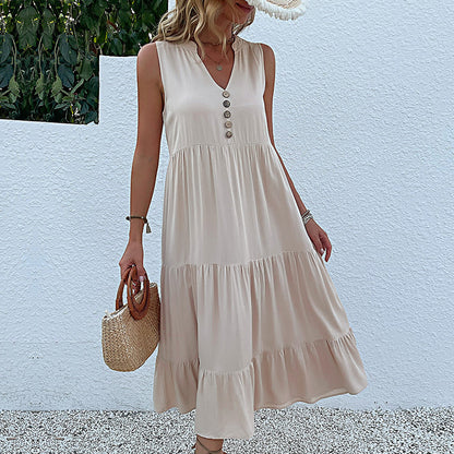 Apricot Delight Tiered Midi Dress