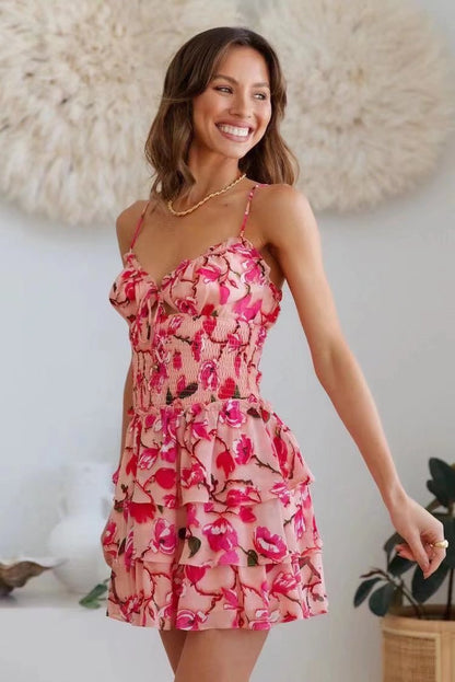 Pink Posh Floral Summer Mini Dress