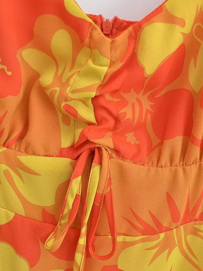 Boho Bliss Floral Maxi Dress Orange