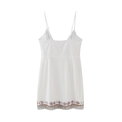 Aura Embroidered Boho Mini Dress White