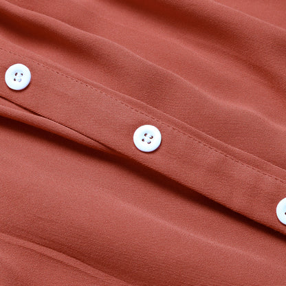 Pumpkin Spice Button Up Shirt Midi Dress
