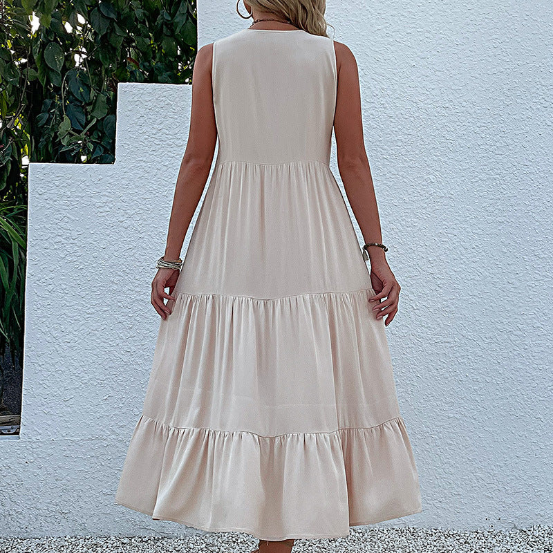 Apricot Delight Tiered Midi Dress