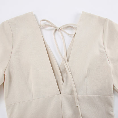 Linen Luxe Puff Sleeve Button Front Shirt Dress