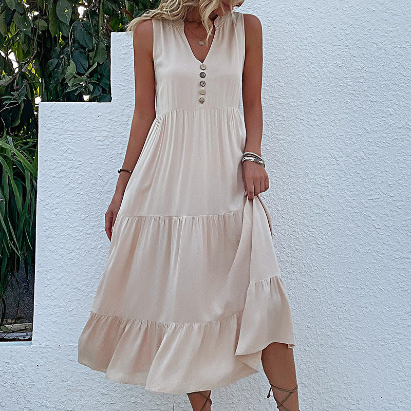 Apricot Delight Tiered Midi Dress