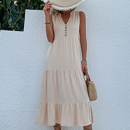 Apricot Delight Tiered Midi Dress