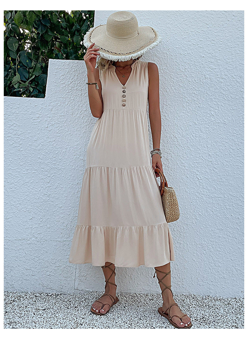 Apricot Delight Tiered Midi Dress