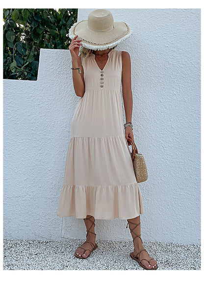 Apricot Delight Tiered Midi Dress